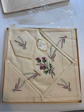 Vintage 1950s 1960s set Dining Table Napkins cottagecore Home Decor Irish Linen